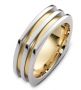 14k Yellow Gold Men's Two-tone Band - Three-Quarter View -  339 - Thumbnail