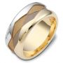  18K Gold Men's Two-tone Band - Three-Quarter View -  398 - Thumbnail