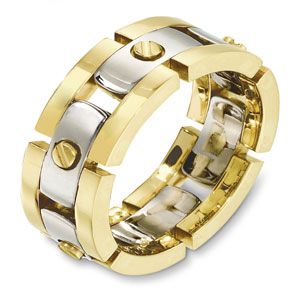 18k Yellow Gold And 18K Gold Men's Two-tone Band - Three-Quarter View -  401