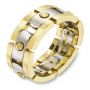 18k Yellow Gold And 18K Gold Men's Two-tone Band - Three-Quarter View -  401 - Thumbnail