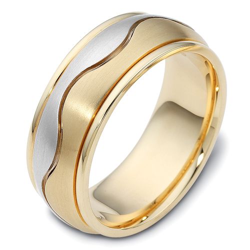 18k Yellow Gold And 18K Gold Men's Two-tone Band - Three-Quarter View -  405