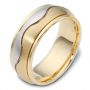 18k Yellow Gold And 18K Gold Men's Two-tone Band - Three-Quarter View -  405 - Thumbnail