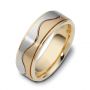 18k Yellow Gold And 18K Gold Men's Two-tone Band - Three-Quarter View -  407 - Thumbnail
