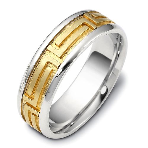  Platinum And 14k Yellow Gold Platinum And 14k Yellow Gold Men's Two-tone Band - Three-Quarter View -  416