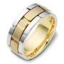 14k Yellow Gold And 14K Gold Men's Two-tone Band - Three-Quarter View -  422 - Thumbnail