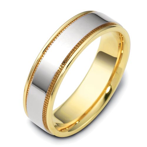 14k Yellow Gold And 18K Gold 14k Yellow Gold And 18K Gold Men's Two-tone Band - Three-Quarter View -  430