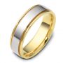 18k Yellow Gold And Platinum 18k Yellow Gold And Platinum Men's Two-tone Band - Three-Quarter View -  430 - Thumbnail