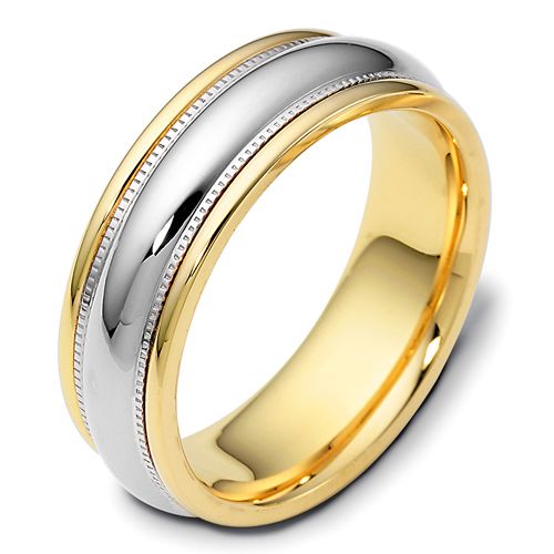 18k Yellow Gold And Platinum 18k Yellow Gold And Platinum Men's Two-tone Band - Three-Quarter View -  431