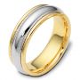 14k Yellow Gold And Platinum 14k Yellow Gold And Platinum Men's Two-tone Band - Three-Quarter View -  431 - Thumbnail