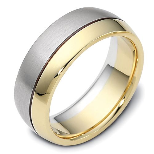  18K Gold And 18k Yellow Gold Men's Two-tone Band - Three-Quarter View -  440