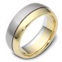  18K Gold And 18k Yellow Gold Men's Two-tone Band - Three-Quarter View -  440 - Thumbnail