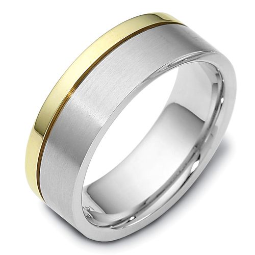  18K Gold And 18k Yellow Gold Men's Two-tone Band - Three-Quarter View -  444