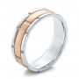  Platinum And 18k Rose Gold Platinum And 18k Rose Gold Men's Two-tone Brushed Wedding Band - Three-Quarter View -  100172 - Thumbnail