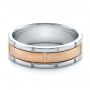  Platinum And 18k Rose Gold Platinum And 18k Rose Gold Men's Two-tone Brushed Wedding Band - Flat View -  100172 - Thumbnail