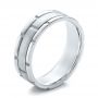  18K Gold And Platinum 18K Gold And Platinum Men's Two-tone Brushed Wedding Band - Three-Quarter View -  100172 - Thumbnail