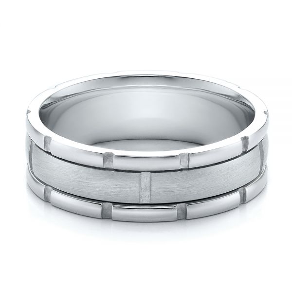  Platinum And Platinum Platinum And Platinum Men's Two-tone Brushed Wedding Band - Flat View -  100172