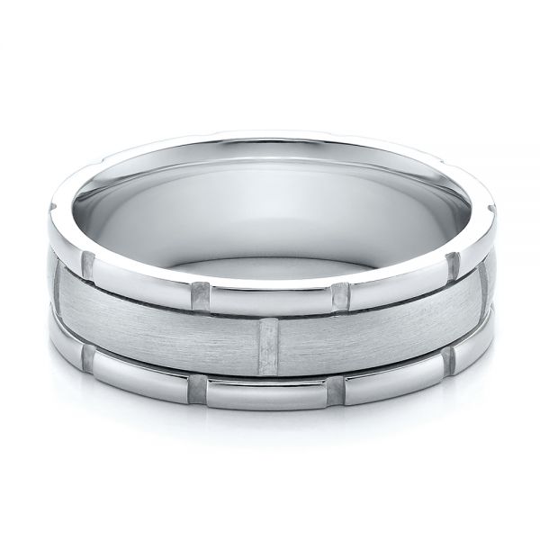 Platinum And Platinum Platinum And Platinum Men's Two-tone Brushed Wedding Band - Flat View - 100172