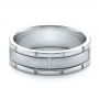  Platinum And Platinum Platinum And Platinum Men's Two-tone Brushed Wedding Band - Flat View -  100172 - Thumbnail