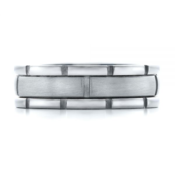  Platinum And Platinum Platinum And Platinum Men's Two-tone Brushed Wedding Band - Top View -  100172