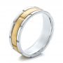  18K Gold And 18k Yellow Gold Men's Two-tone Brushed Wedding Band - Three-Quarter View -  100172 - Thumbnail