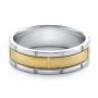  Platinum And 18k Yellow Gold Platinum And 18k Yellow Gold Men's Two-tone Brushed Wedding Band - Flat View -  100172 - Thumbnail