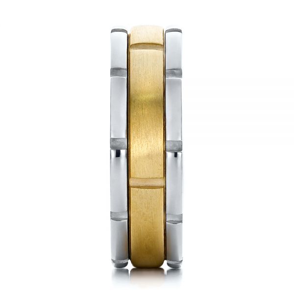  Platinum And 18k Yellow Gold Platinum And 18k Yellow Gold Men's Two-tone Brushed Wedding Band - Side View -  100172