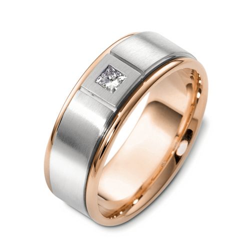 Men's Two-Tone Gold and Diamond Band - Image