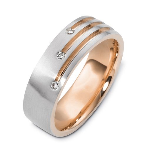  14K Gold And 14k Rose Gold 14K Gold And 14k Rose Gold Men's Two-tone Diamond Band - Three-Quarter View -  471