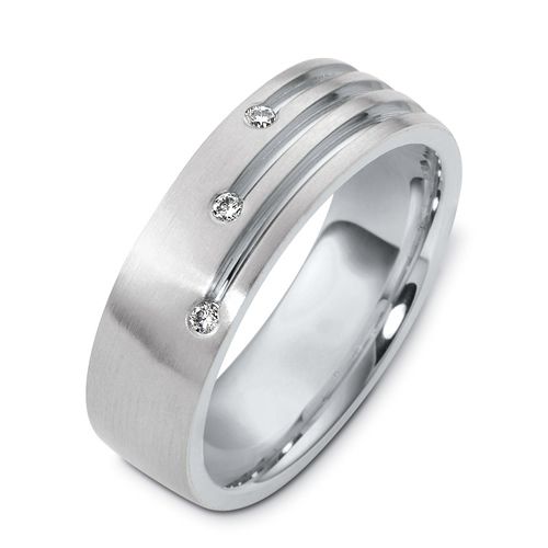  Platinum And 18k White Gold Platinum And 18k White Gold Men's Two-tone Diamond Band - Three-Quarter View -  471