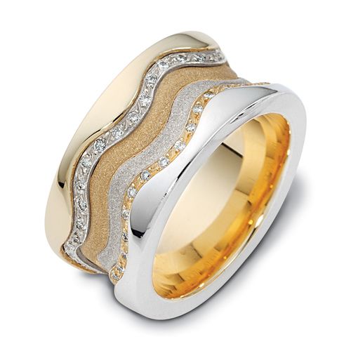 Men's Two-tone Diamond Band - Three-Quarter View -  336