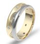 14k Yellow Gold And 14K Gold 14k Yellow Gold And 14K Gold Men's Two-tone Diamond Band - Three-Quarter View -  453 - Thumbnail