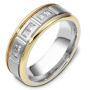  Platinum And 18k Yellow Gold Platinum And 18k Yellow Gold Men's Two-tone Diamond Band - Three-Quarter View -  462 - Thumbnail