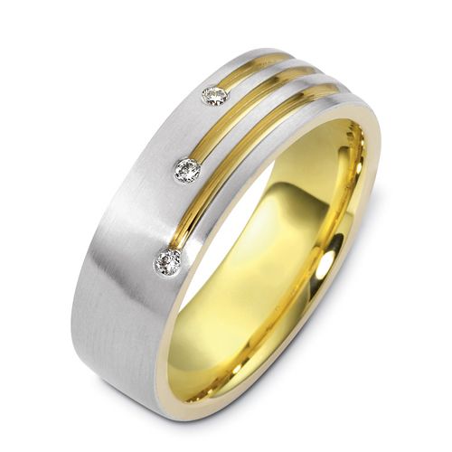  14K Gold And 18k Yellow Gold 14K Gold And 18k Yellow Gold Men's Two-tone Diamond Band - Three-Quarter View -  471