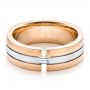 14k Rose Gold And Platinum 14k Rose Gold And Platinum Men's Two-tone Diamond Wedding Band - Flat View -  100146 - Thumbnail