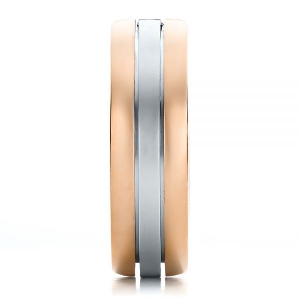 18k Rose Gold And Platinum 18k Rose Gold And Platinum Men's Two-tone Diamond Wedding Band - Side View -  100146