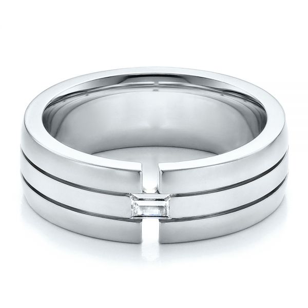 18k White Gold And 18K Gold 18k White Gold And 18K Gold Men's Two-tone Diamond Wedding Band - Flat View - 100146