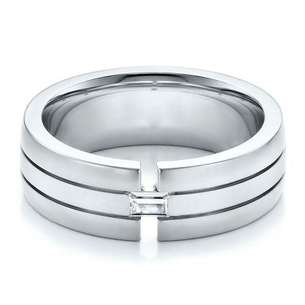  Platinum And Platinum Platinum And Platinum Men's Two-tone Diamond Wedding Band - Flat View -  100146