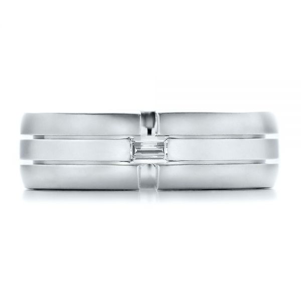 18k White Gold And 18K Gold 18k White Gold And 18K Gold Men's Two-tone Diamond Wedding Band - Top View - 100146