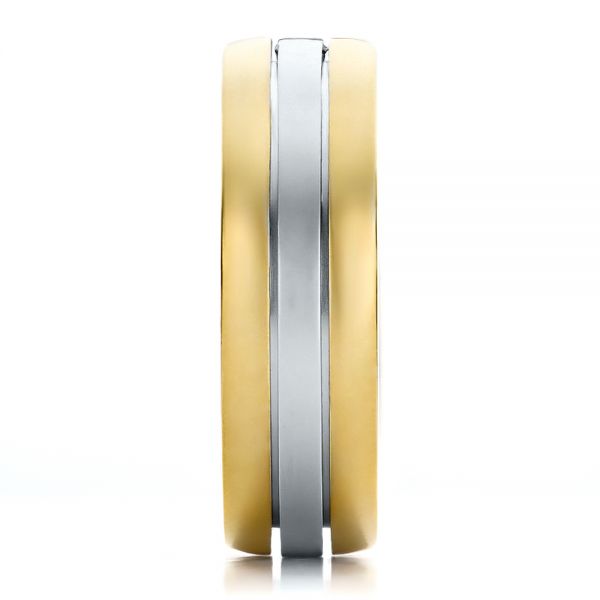 14k Yellow Gold And 18K Gold 14k Yellow Gold And 18K Gold Men's Two-tone Diamond Wedding Band - Side View -  100146