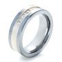 Men's Two-tone Tungsten Ring With Diamonds - Three-Quarter View -  1355 - Thumbnail