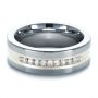 Men's Two-tone Tungsten Ring With Diamonds - Flat View -  1355 - Thumbnail