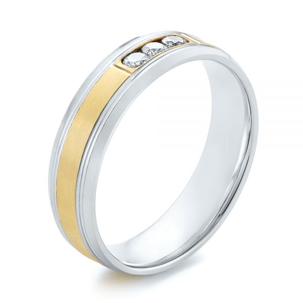 Men's Two-tone Wedding Band - Three-Quarter View -  103976