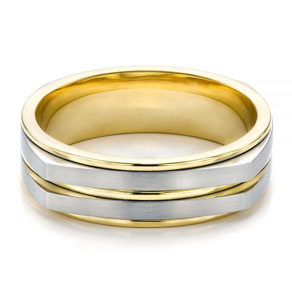 Men's Two-tone Wedding Band - Flat View -  100153