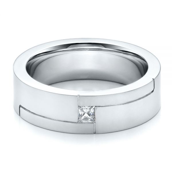 Platinum And 14k White Gold Platinum And 14k White Gold Men's Two-tone And Diamond Wedding Band - Flat View - 100123