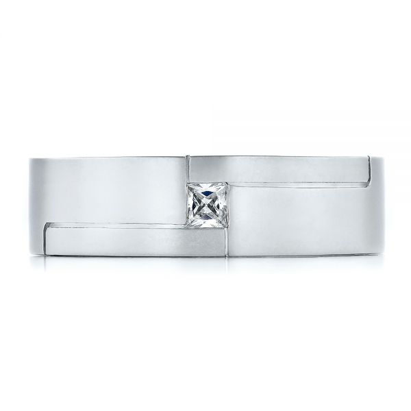 Platinum And 14k White Gold Platinum And 14k White Gold Men's Two-tone And Diamond Wedding Band - Top View - 100123