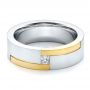  Platinum And 18k Yellow Gold Men's Two-tone And Diamond Wedding Band - Flat View -  100123 - Thumbnail
