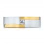  Platinum And 18k Yellow Gold Men's Two-tone And Diamond Wedding Band - Top View -  100123 - Thumbnail