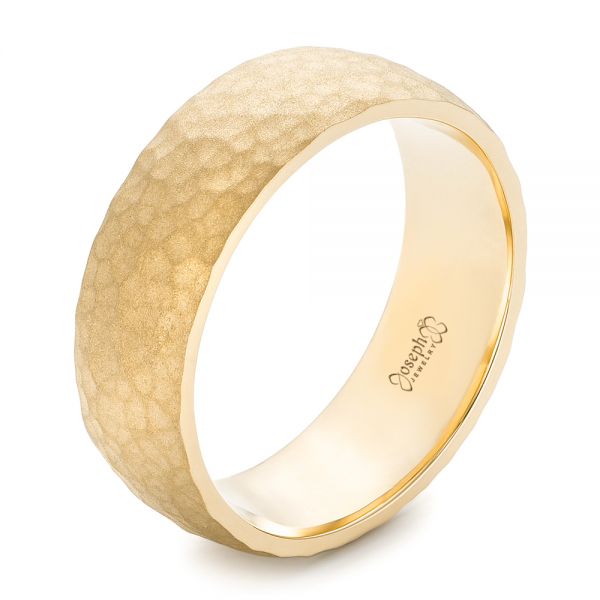 Men's Wedding Band Hammered Matte Finish - Image