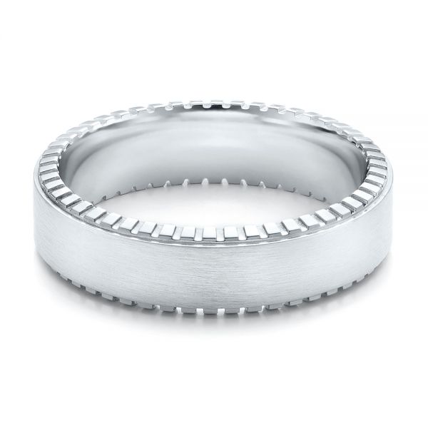 14k White Gold Men's Wedding Band - Flat View -  101044