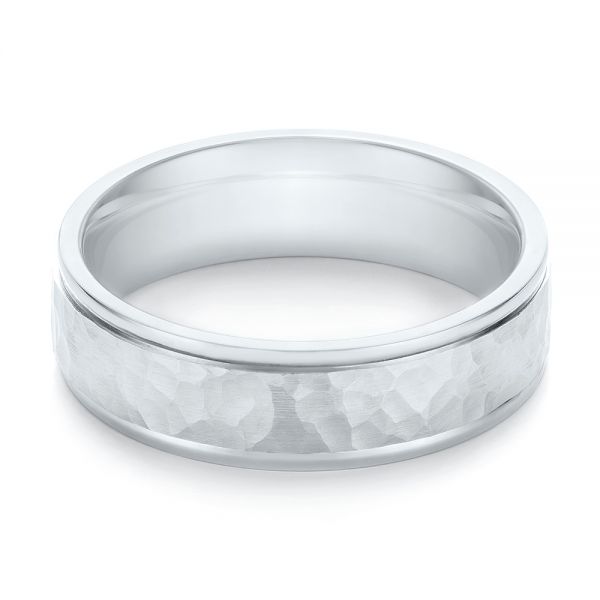 14k White Gold Men's Wedding Band - Flat View -  103027